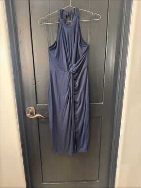 Sugarlips Navy Halter Knot-Front Maxi Dress
